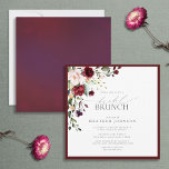 Invitation Élégant Brunch botanique floral de Bourgogne<br><div class="desc">Soirée nuptiale carré (brunch) moderne et élégante, avec bouquet de fleurs bordeaux et rose pâle et verdure botanique, bordée d'un riche rouge bordeaux. Personnalisez vos détails de douche nuptiale en noir doux, accentué par une belle calligraphie moderne lettrée à la main. L'arrière de la carte présente une texture bordeaux. Partie...</div>