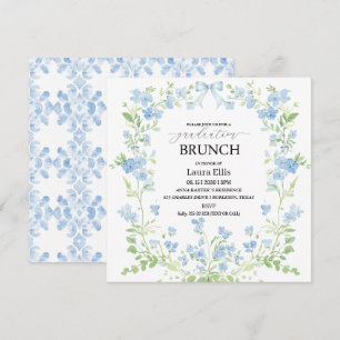 Invitation Elégant brunch de graduation floral bleu Invitatio