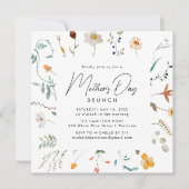 Invitation Élégant Brunch de la Fête des Mères Fleurs sauvage (Devant)