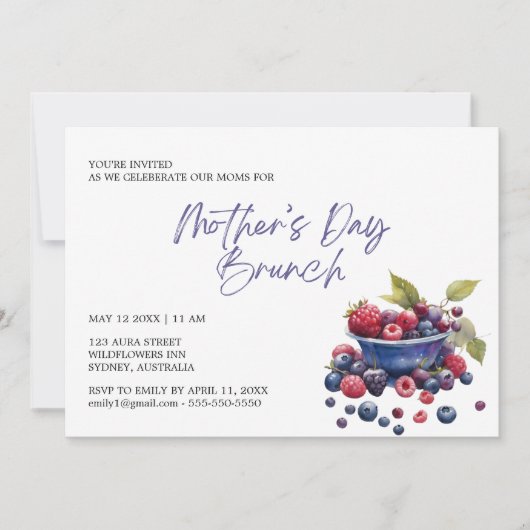 Invitation Élégant brunch de la fête des mères moderne (Devant)