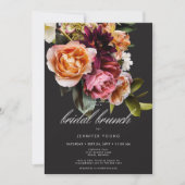 Invitation Élégant Brunch de mariée Moody Bourgogne et rose F (Devant)