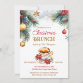 Invitation Elégant brunch de Noël modèle de fête du thé (Devant)
