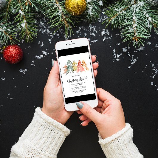 Invitation Élégant Brunch de Noël Pine Tree