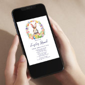 Invitation Elégant Brunch de Pâques Bunny floral