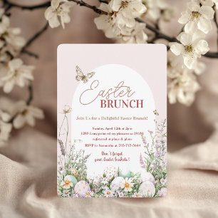 Invitation Élégant Brunch de Pâques de printemps