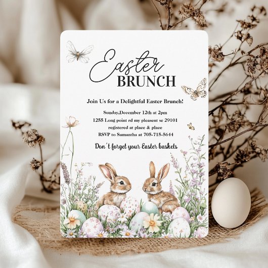 Invitation Élégant Brunch de Pâques du printemps