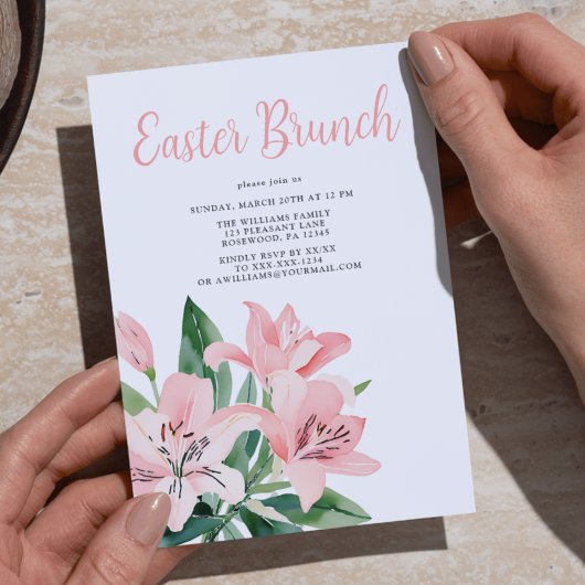 Invitation Élégant Brunch de Pâques Floral