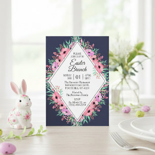 Invitation Élégant Brunch de Pâques Floral Printemps N'impo