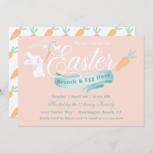 Invitation Élégant Brunch de Pâques moderne (Devant / Derrière)
