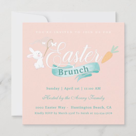 Invitation Élégant Brunch de Pâques simple (Devant)