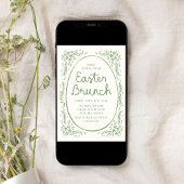 Invitation Élégant Brunch de Pâques vert lunaire