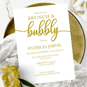 Invitation Élégant brunch doré et pétillant pour une baby sho
