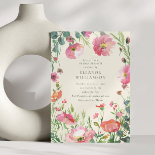 Invitation Élégant brunch floral de mariage à l'aquarelle ros