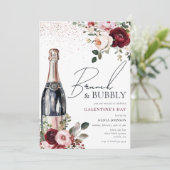 Invitation Elégant Brunch Floral et Bubbly Galentines (Debout devant)