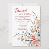 Invitation Elégant Brunch Floral et Fête des mariées Bubbly (Devant)