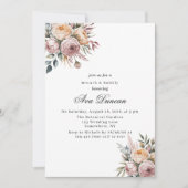 Invitation Élégant brunch floral rose et mousseux (Devant)