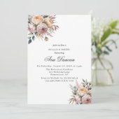 Invitation Élégant brunch floral rose et mousseux (Debout devant)