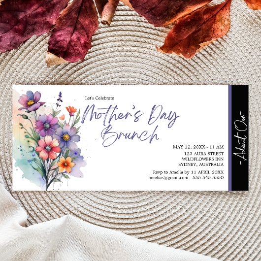 Invitation Elégant brunch moderne unique à la floraison mère