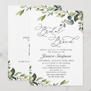 Invitation Élégant brunch nuptial à l'aquarelle d'eucalyptus