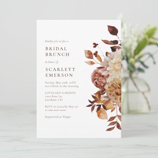 Invitation Élégant Brunch nuptial d'automne (Debout devant)