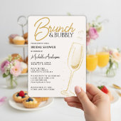 Invitation Elégant Brunch Or & Fête des mariées Bubbly