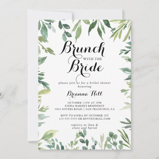 Invitation Elégant Brunch Tropical avec douche de mariée (Devant)