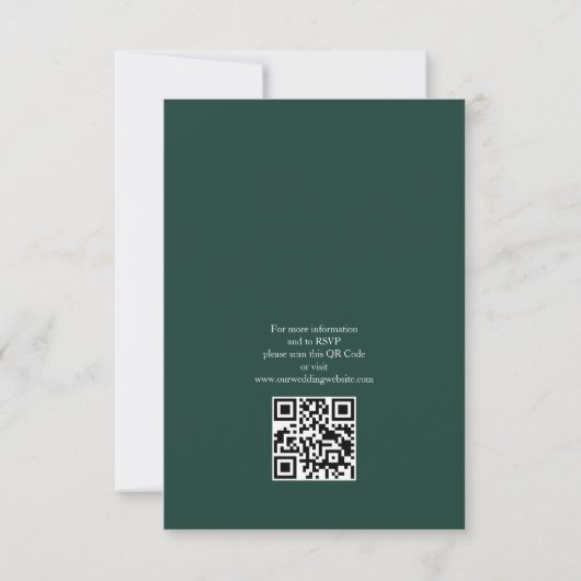 Invitation Élégant budget Emerald Green Qr Code Mariage (Dos)
