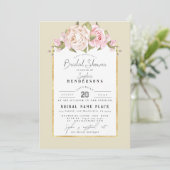 Invitation Élégant budget Floral Dusty Rose Foil BridalDouche (Debout devant)