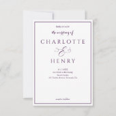 Invitation Élégant budget Purple Qr Code Mariage (Devant)