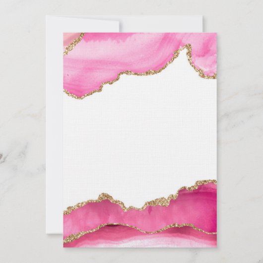 Invitation Élégant budget rose & or Agate Mariage en pierre (Dos)