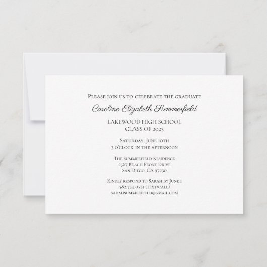 Invitation Élégant budget Typographie Script Photo Grad Party (Dos)