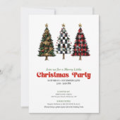 Invitation Elegant buffalo plaid Christmas tree party invite (Devant)