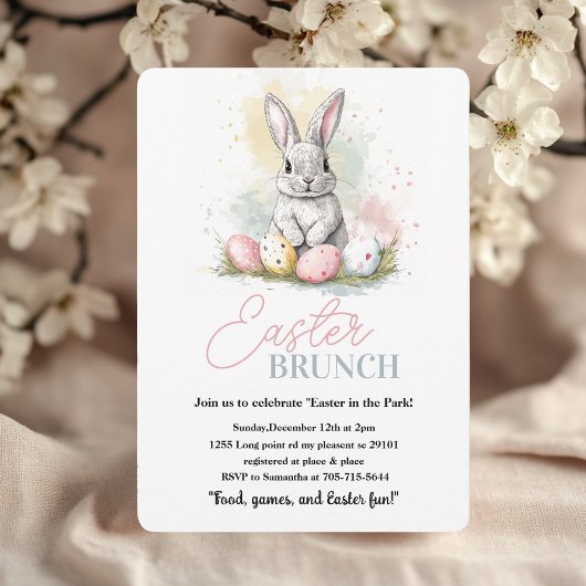 Invitation Elégant Bunny Brunch de Pâques