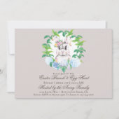 Invitation Elégant Bunny Floral Wreath Brunch & Egg Hunt (Devant)