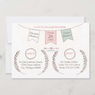 Invitation Elégant Bunting - Baby shower Couple
