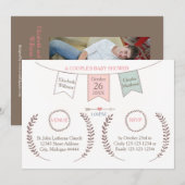 Invitation Elégant Bunting - Baby shower de couple (Devant / Derrière)