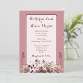 Invitation Elégant Burgandy Dusty Rose Mariage floral (Debout devant)