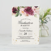Invitation Elégant Burgundy Blush Aquarelle Florale (Debout devant)