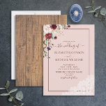 Invitation Elégant Burgundy Blush Botanical Rustic Mariage<br><div class="desc">Ooh, nous sommes tellement heureux de cette élégante invitation botanique bordeaux et rustique à la floraison botanique ! Ce design simple et magnifique fera de l'accent parfait à la conception botanique, en bois et en dentelle du faire-part de mariage et des cartes d'enceinte qui l'accompagnent. Une partie d'une suite mariage...</div>