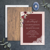 Invitation Elégant Burgundy Blush Botanical Rustic Mariage