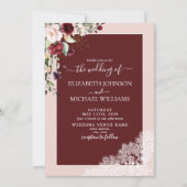 Invitation Elégant Burgundy Blush Botanical Rustic Mariage (Devant)
