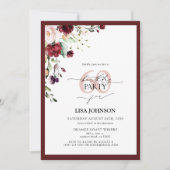Invitation Elégant Burgundy Blush Floral 60e anniversaire (Devant)
