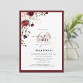 Invitation Elégant Burgundy Blush Floral 60e anniversaire (Debout devant)
