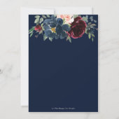 Invitation Elégant Burgundy Blush Navy Blue Floral Mariage (Dos)