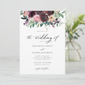 Invitation Elégant Burgundy Blush QR Code Mariage photo (Debout devant)