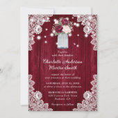 Invitation Élégant Burgundy Blush Rustic Wood Floral Mariage (Devant)