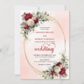 Invitation Elegant Burgundy Bohemian Floral Wedding Invitatio (Devant)