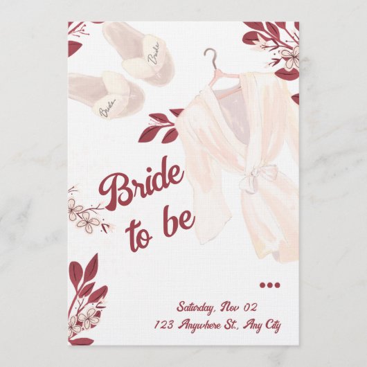Invitation Elegant Burgundy Bridal Shower Invite (Devant)