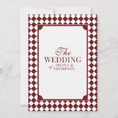 Invitation Elegant Burgundy Checkered Old Money Wedding (Devant)