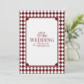 Invitation Elegant Burgundy Checkered Old Money Wedding (Debout devant)
